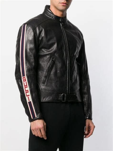Gucci Side Logo Stripe Lambskin Jacket Mens Designer Leather Jackets