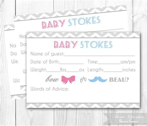 gender reveal party guessing game card by hautechocolatefavors