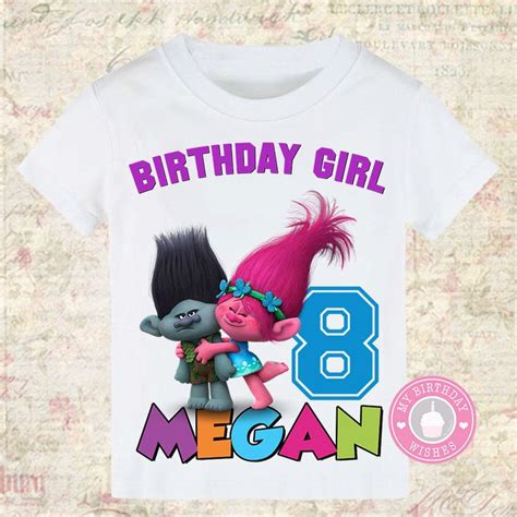 Trolls Branch Poppy Customized Birthday T Shirt ~ Personalized Name Age Text On Tee ~ By