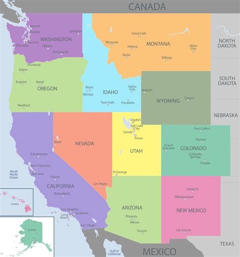 Map Of Usa West Coast States Gisela Ermengarde