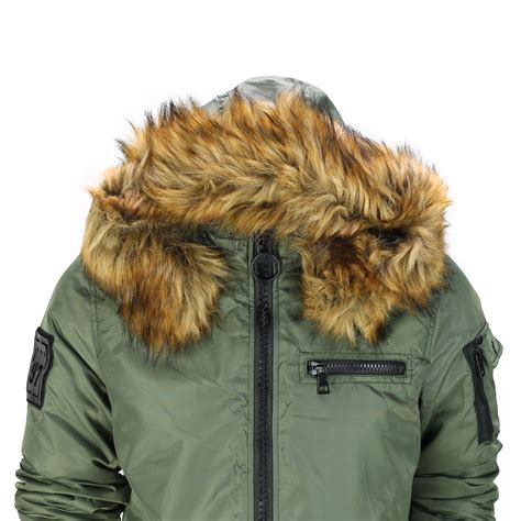 Mens Warm Winter Jacket Smart Fashion Parka Detachable Fur Lined Trim