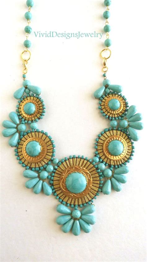 Turquoise Statement Necklace Anthropologie And J Crew Inspired Bib