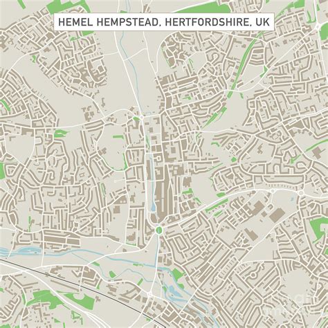 Hemel Hempstead Hertfordshire Uk City Street Map Frank Ramspott 