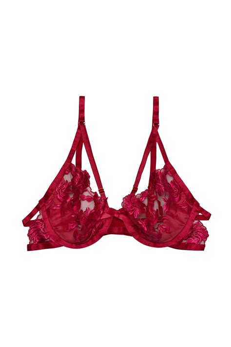 Mia Hot Pink Embroidered Satin And Mesh Bra Playful Promises Usa