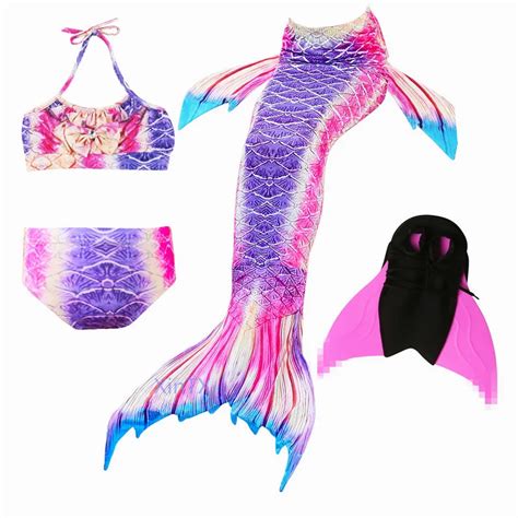 New 4pcsset Ariel Mermaid Tails For Kids Girls Beautiful Swimming