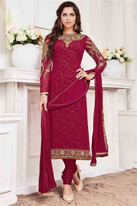 Pink Georgette Churidar Suit With Dupatta Shop Dmv14500