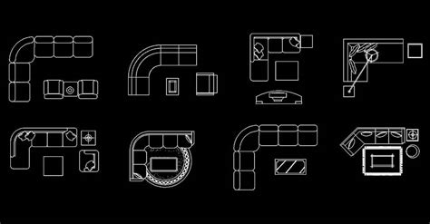 Standard Size For L Shape Sofa Cad Block