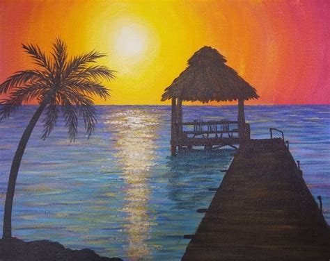 Easy Sunset Ocean Seascape Acrylic Painting Tutorial Summer Beginner