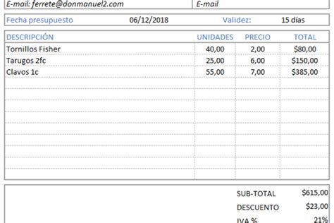 Programa De Presupuestos Gratis En Excel Sample Excel Templates