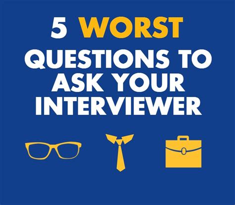 5 Worst Questions To Ask Your Interviewer Job Search Infographics