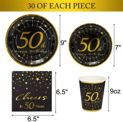 50th Birthday Plates And Napkins And Cups Sets Serves 30 Etsy