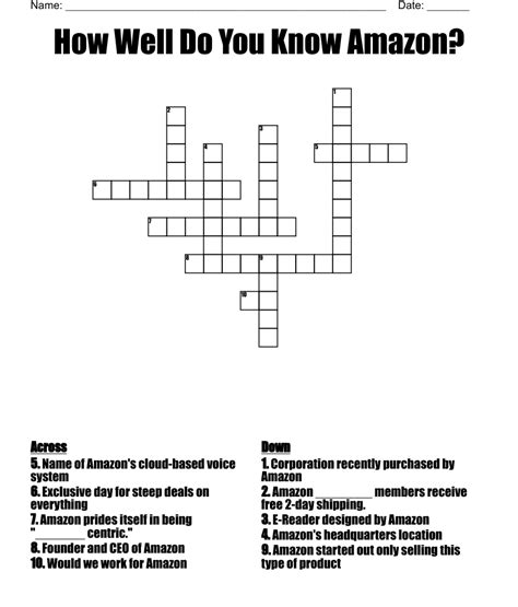 How Well Do You Know Amazon Crossword Wordmint