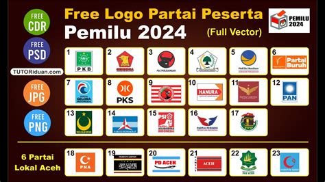 Free Logo Partai Peserta Pemilu Full Vector CDR PSD PNG YouTube