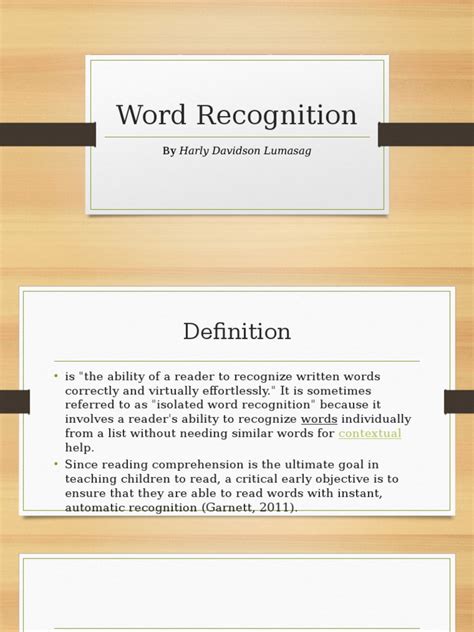 Word Recognition Pdf Reading Process Reading Comprehension