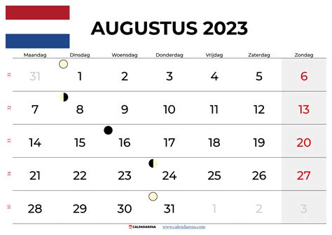 Kalender Augustus 2023 Nederland Zum Ausdrucken