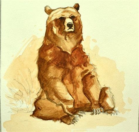Brown Bear Art Grizzly Bear Watercolor Painting Original Etsy Bear