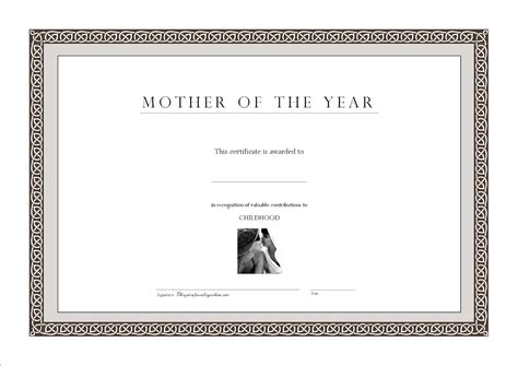 Mother Of The Year Certificate