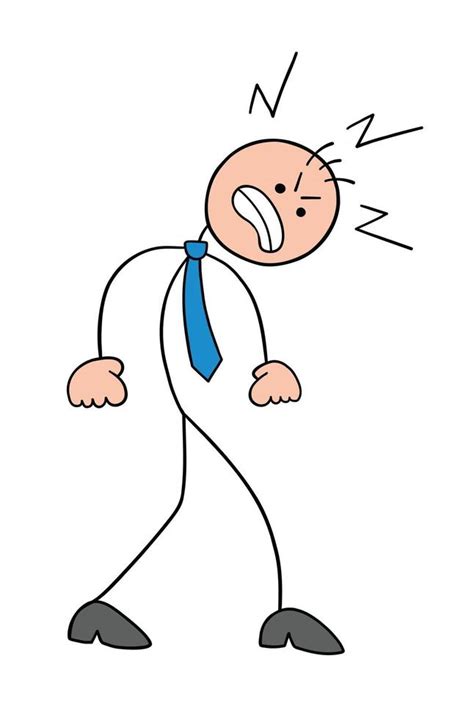 Stickman Businessman Character Walking And Very Angry Vector Cartoon