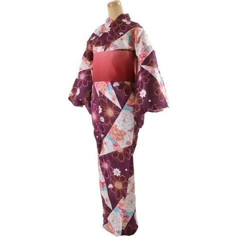 Women Traditional Japanese Kimono Robe Yukata 3item Set Purple Japan Mt