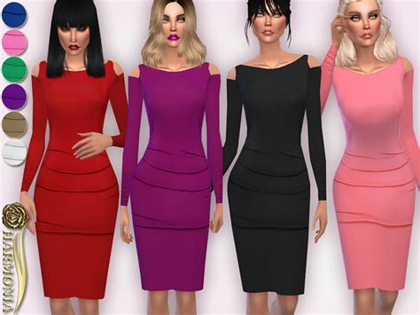 Harmonias On Trend Cold Shoulder Bodycon Dress Sims 4 Updates ♦