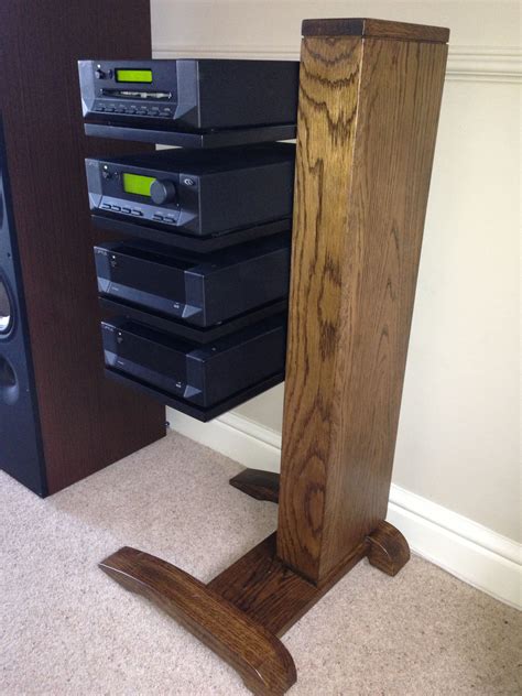 Solid Oak Hi Fi Stand With Cantilever Shelves Hifi Furniture Stereo