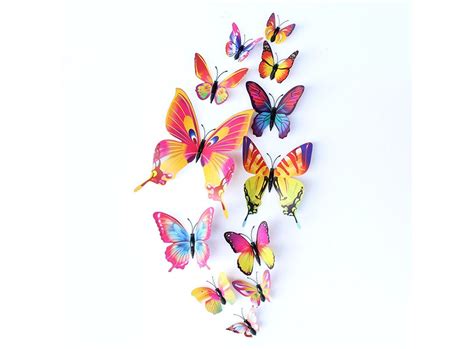 12pcs Pvc 3d Butterfly Wall Decor Cute Butterflies Wall Stickers Art
