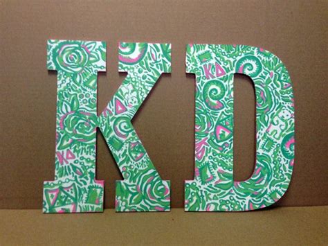 Two Lilly Pulitzer Hand Painted Wooden Letters In 14 Inches Kappa