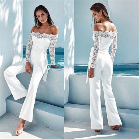 2018 sexy lace stitching strapless jumpsuit tight playsuit women clubwear beach party romper