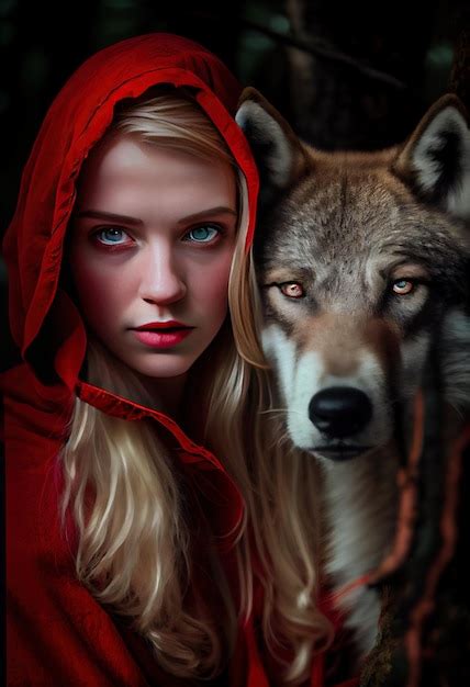 Premium Ai Image Enchanting Realism Little Red Riding Hood In Vivid