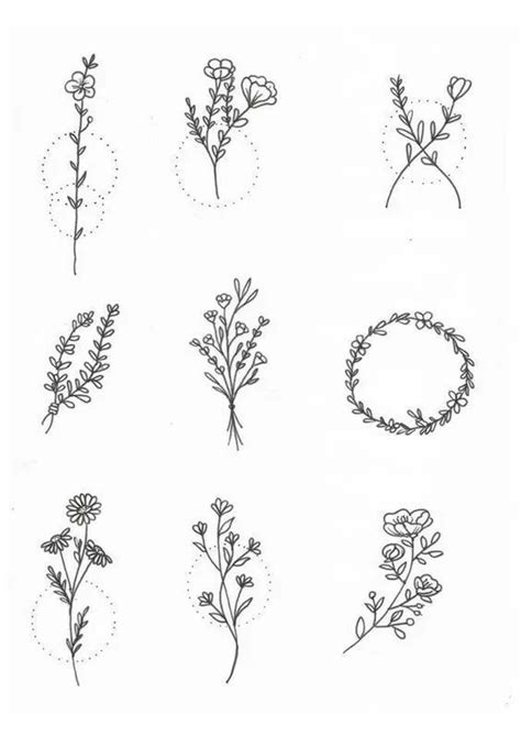 Minimalist Botanical Illustration Minimalist Flower Outline Tattoo