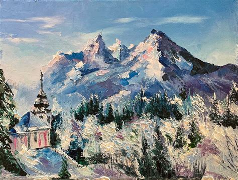 Italian Alps Painting Mountain Original Art Mountain Landscape Etsy