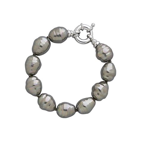 Black Baroque Pearl Bracelet Platinum Clasp Joia De Majorca