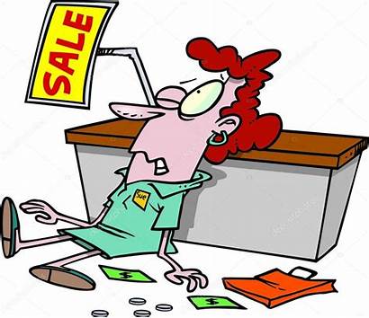 Cartoon Exhausted Shopper Clipart Woman Tired Illustration