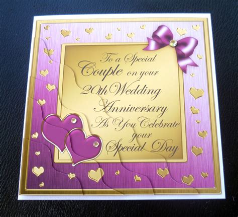 Special Couple 20th Wedding Anniversary Card Plum Gold Silver Or