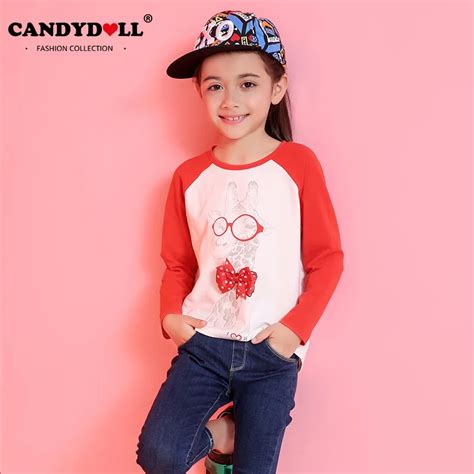 Candydoll New Autumn Children Girls T Shirts Cotton Fashion Long Sleeve