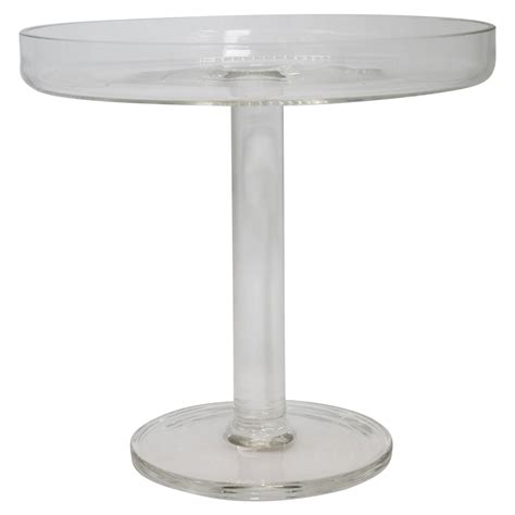 Clear Glass Cake Stand With Tall Lip And Straight Column Stem Lost