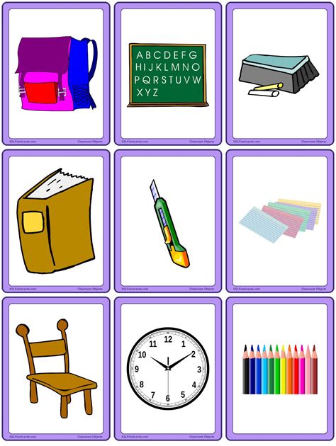 Classroom Items English Flashcards Classroom Objects English Flashcards