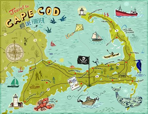 Cape Cod Map — John S Dykes Illustration
