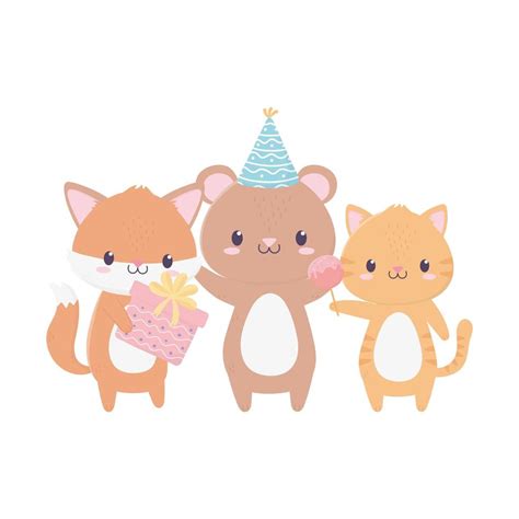 Happy Birthday Animals With Party Hat T Candy Celebration Decoration