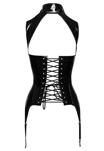 Black Vinyl Basque Collar Naked Breast A Mes Amours