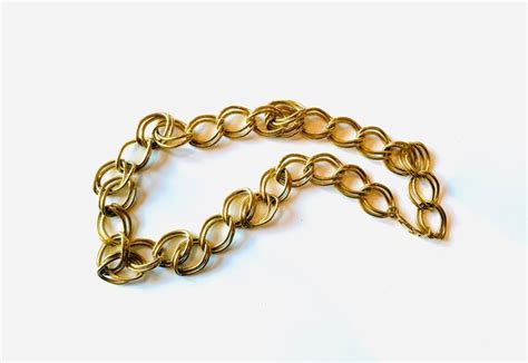 Napier 1980s Chunky Gold Plated Chain Necklace Gem