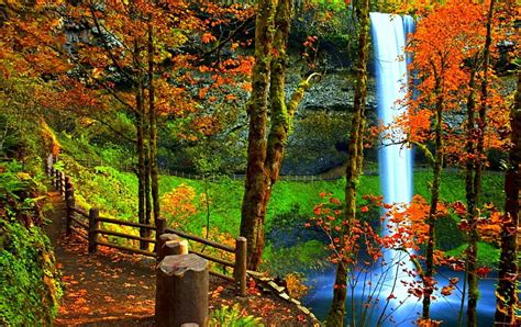 1080p Free Download Waterfall In Autumn Colorful Autumn