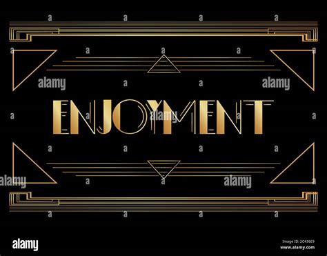 Art Deco Enjoyment Text Decorative Greeting Card Sign With Vintage Letters Stock Vector Image