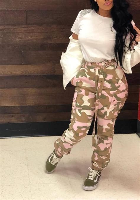Back from the 90s and bigger than ever, scroll classic camo trousers for that. Pink Camo Print Belt Pockets High Waisted Cargo Casual ...