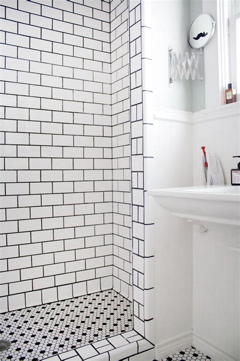 White Subway Tile With Black Grout Bathroom All You Need Infos