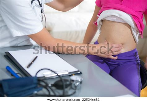 Doctor Checking Stomach Sick Girl Stock Photo Shutterstock