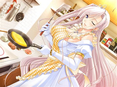 Komori Kei Charlotte Hazellink Princess Lover Game Cg 1girl Apron Breasts Cooking Dress
