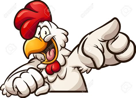 Happy Cartoon Chicken Pointing At Camera Clip Art Vector Illustration