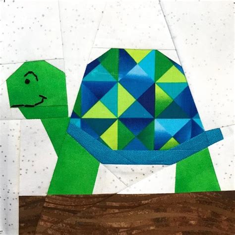 Turtle On A Log Paper Pieced Block Pattern In Pdf Etsy