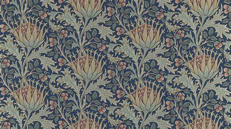 Flowers With Leaves In Blue Background Hd William Morris Wallpapers